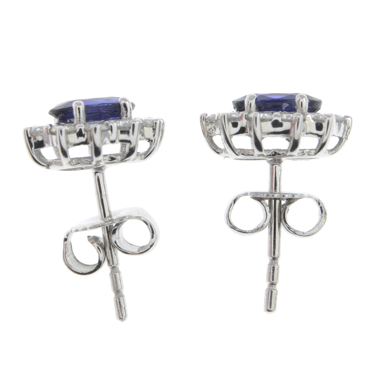 Sapphire & diamond cluster earrings - Image 2 of 2