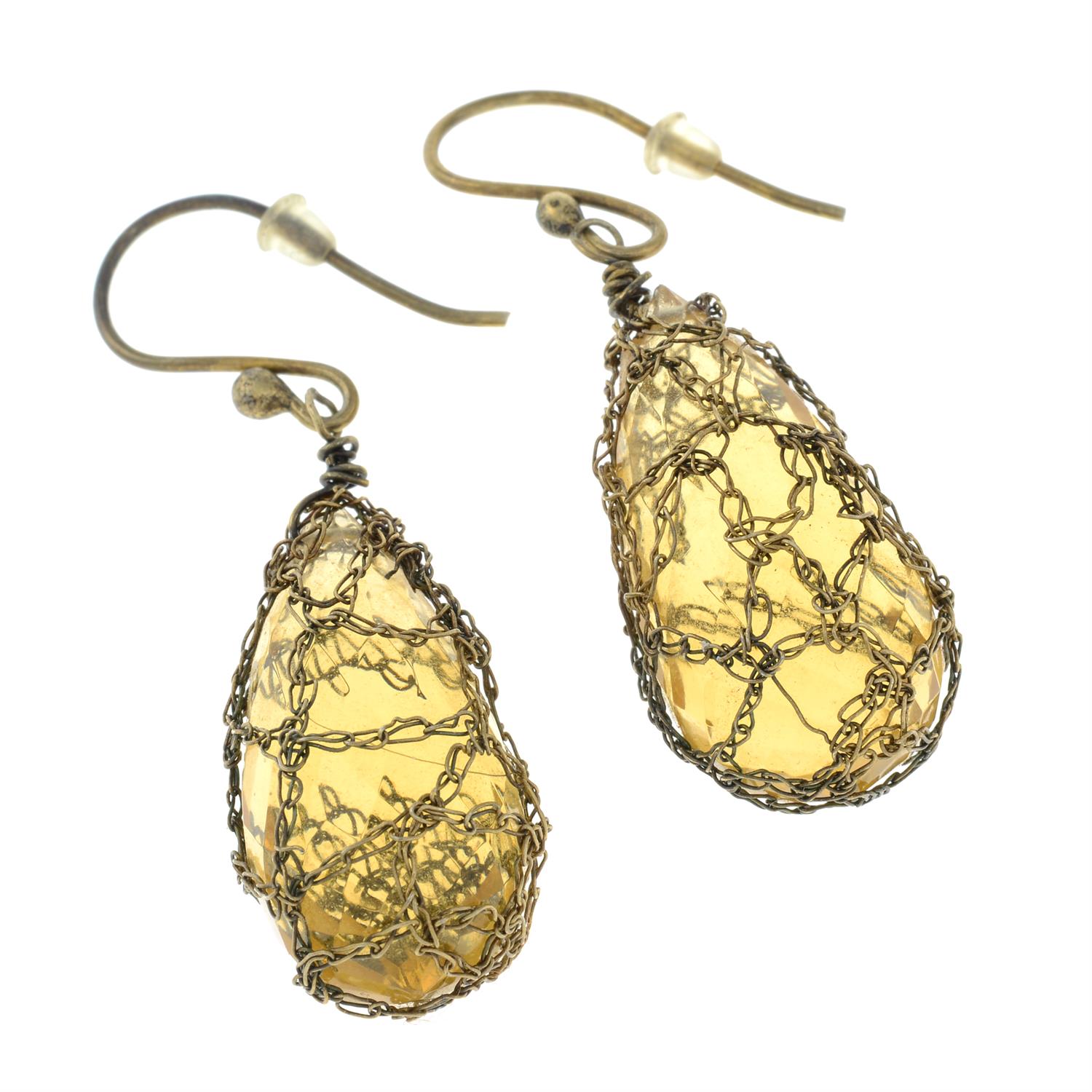 Yellow paste drop earrings - Image 2 of 2