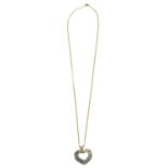 9ct gold diamond heart pendant, with chain