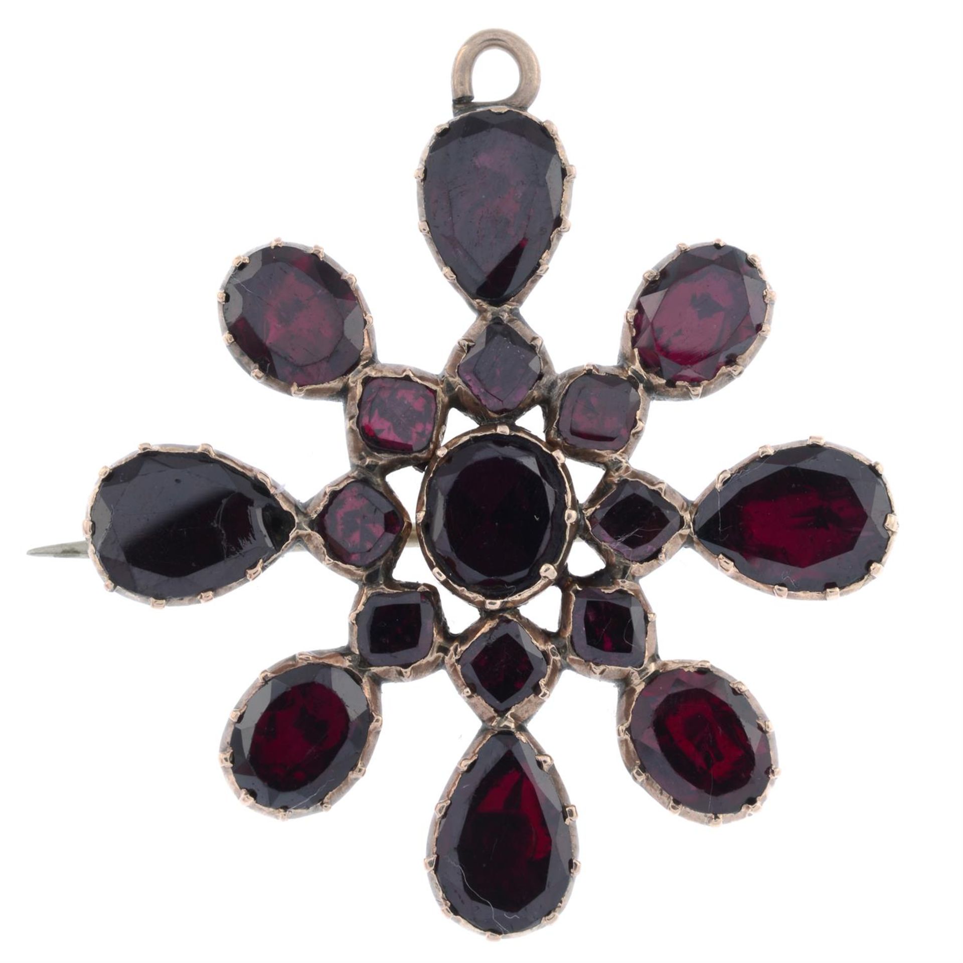 Victorian foil-back garnet brooch/pendant