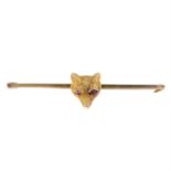 Early 20th century 15ct gold fox mask bar brooch