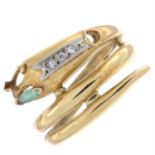 Emerald & diamond snake ring