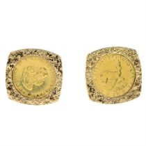 South African coin cufflinks, E. Tiessen
