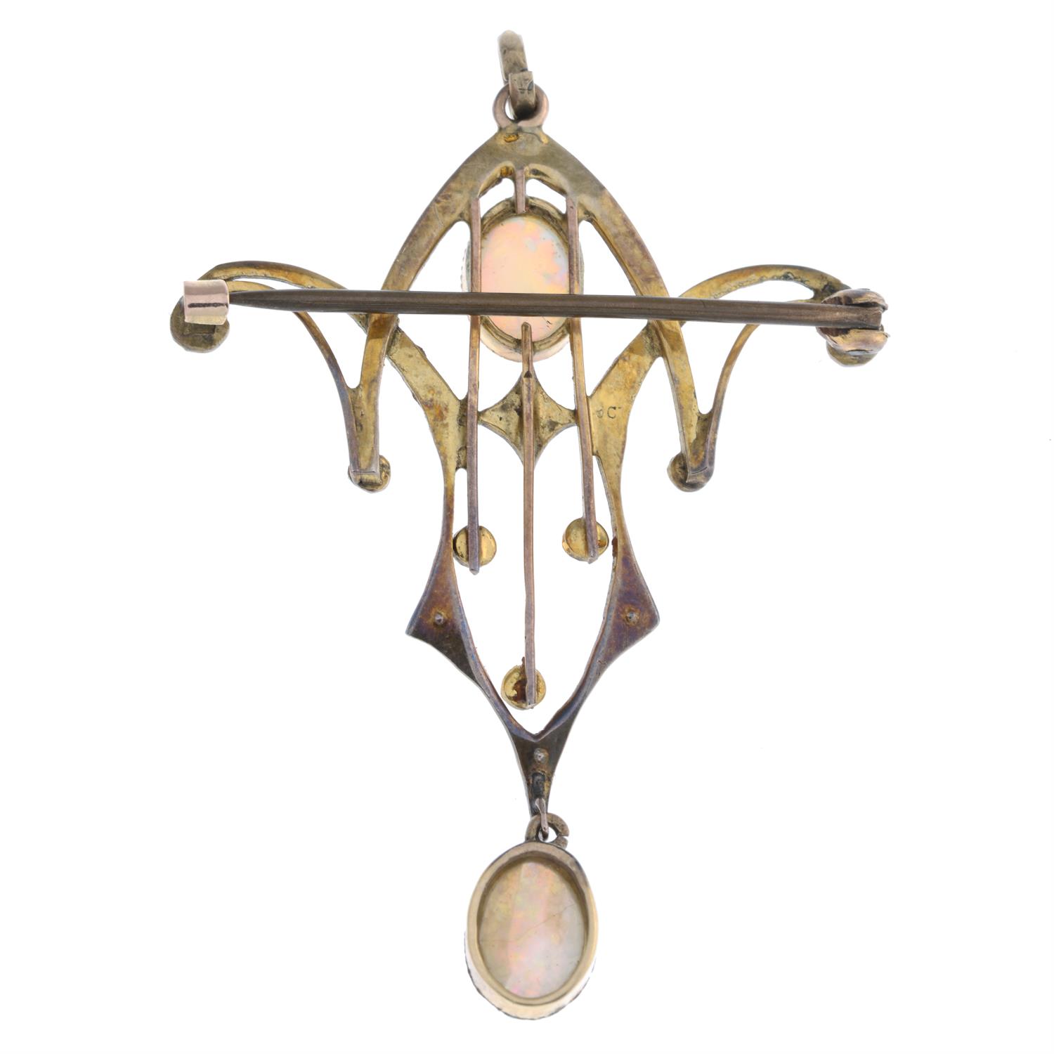Early 20th century 9ct gold opal & split pearl pendant/brooch - Image 2 of 2