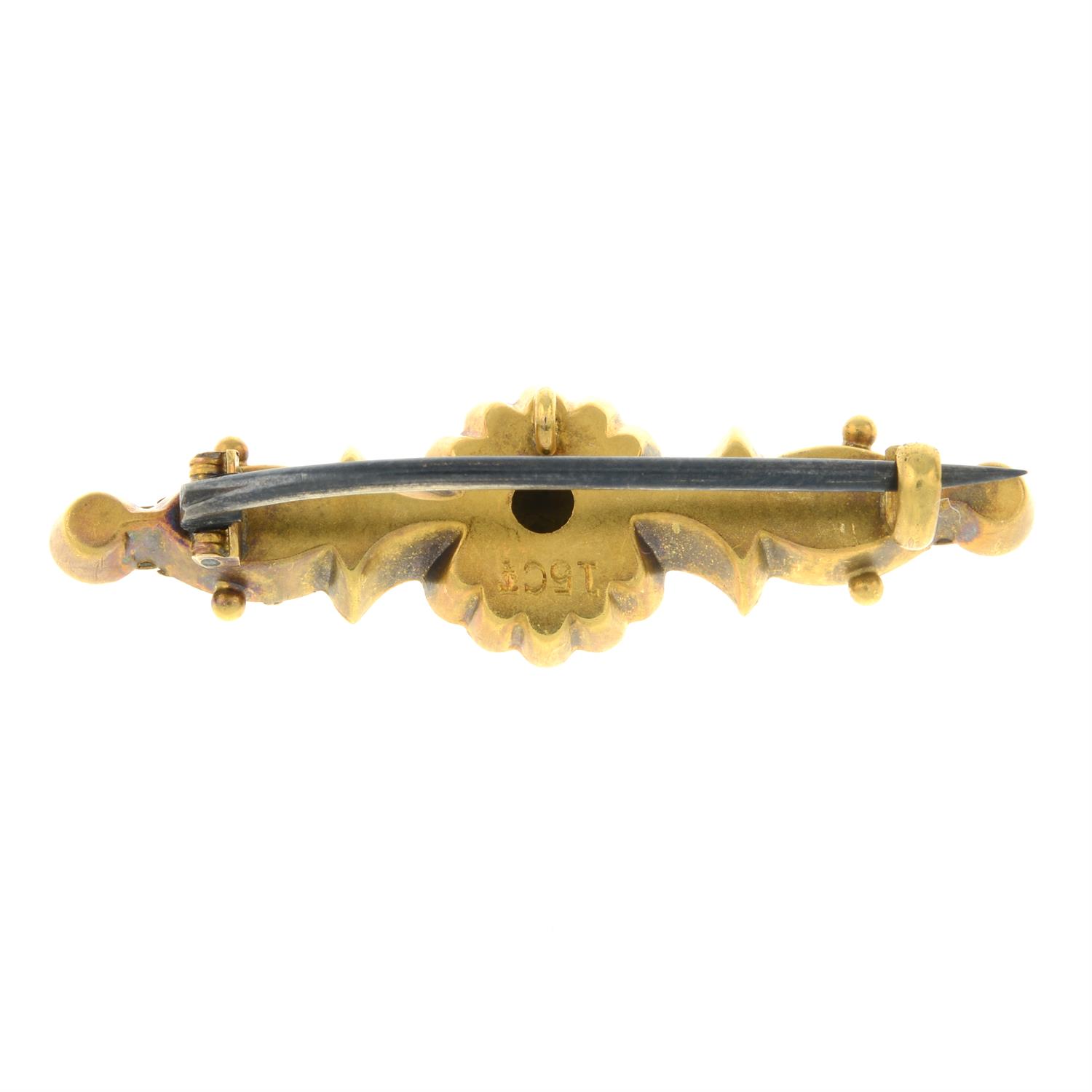 Late 19th century 15ct gold diamond brooch - Image 2 of 2