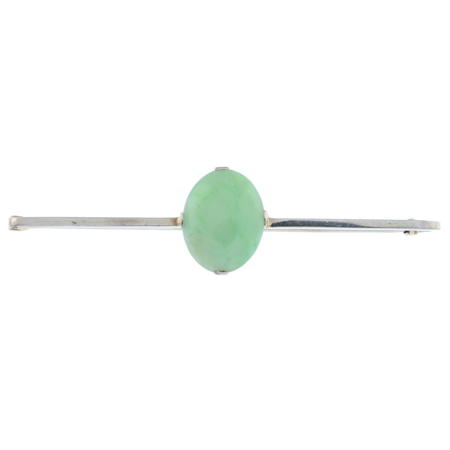 Jade bar brooch