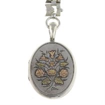 Victorian silver locket pendant, with chain