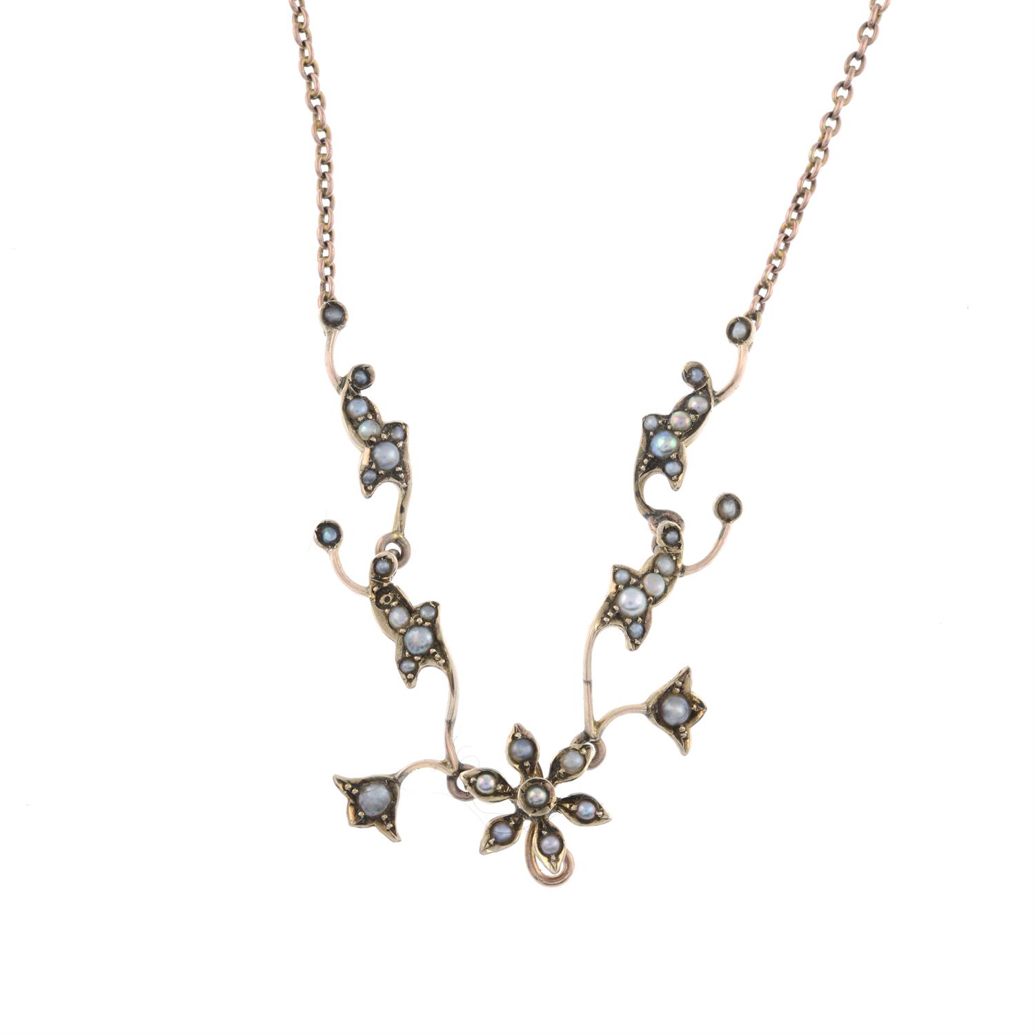 Victorian split pearl floral necklace