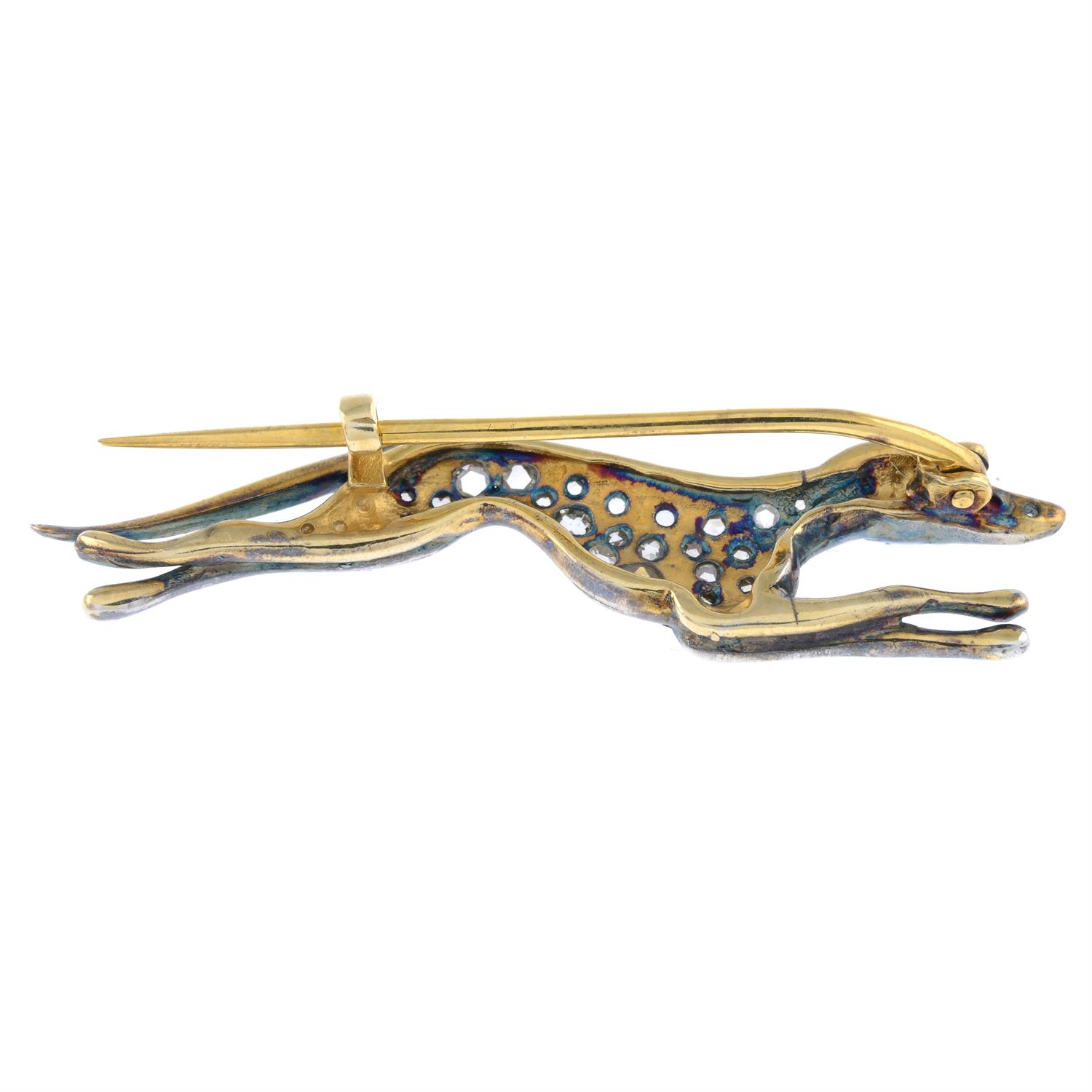 Diamond greyhound brooch with ruby eye - Image 2 of 2