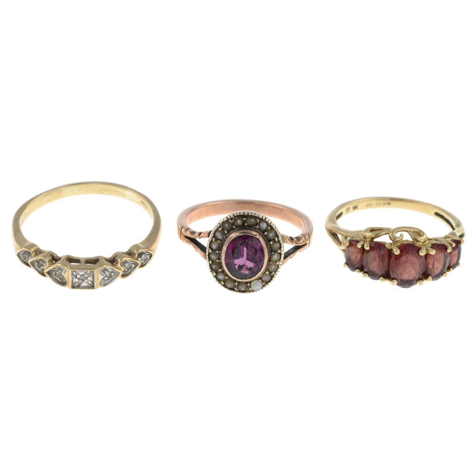 Three gem-set rings