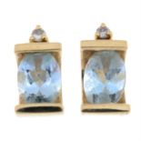 Aquamarine & diamond stud earrings