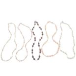 Five cultured pearl necklaces