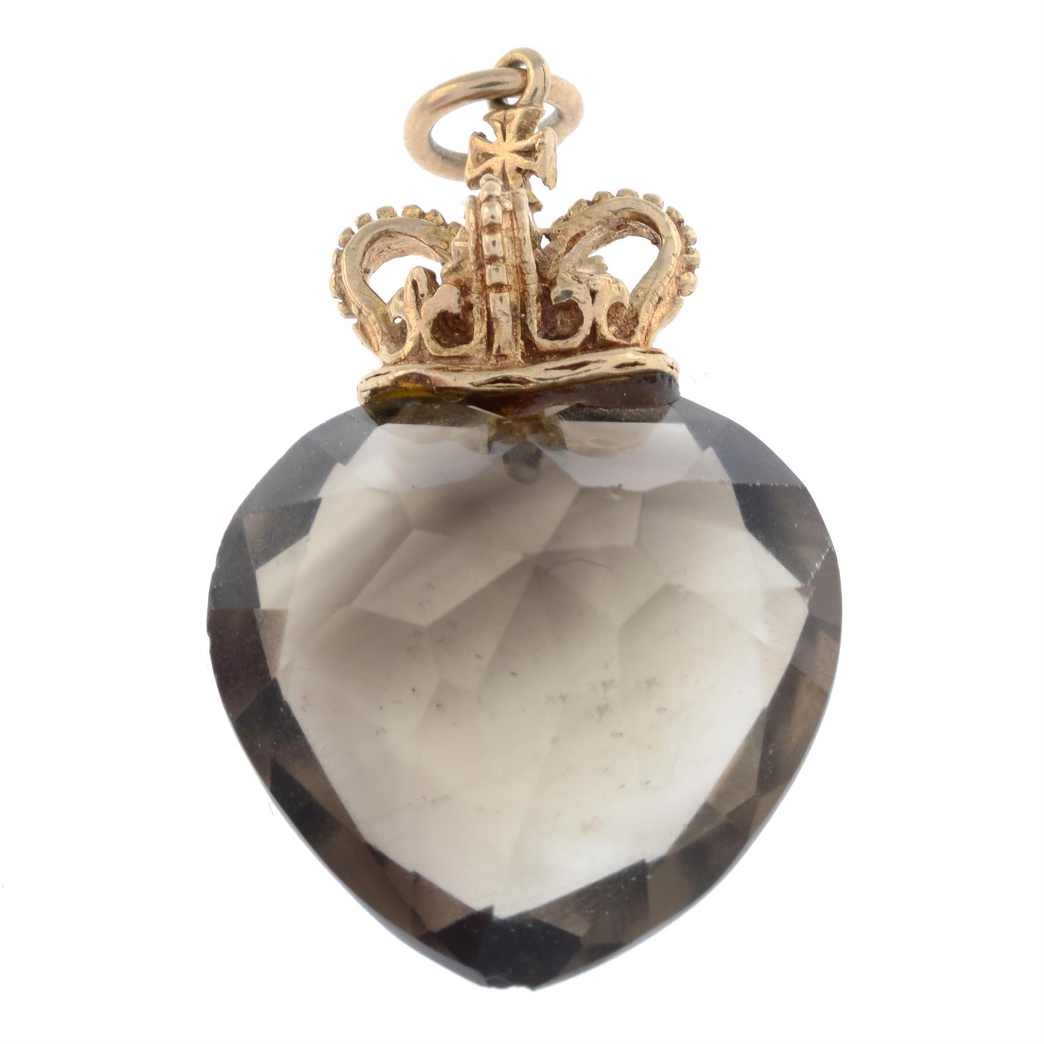 9ct gold smoky quartz crown pendant - Image 2 of 2