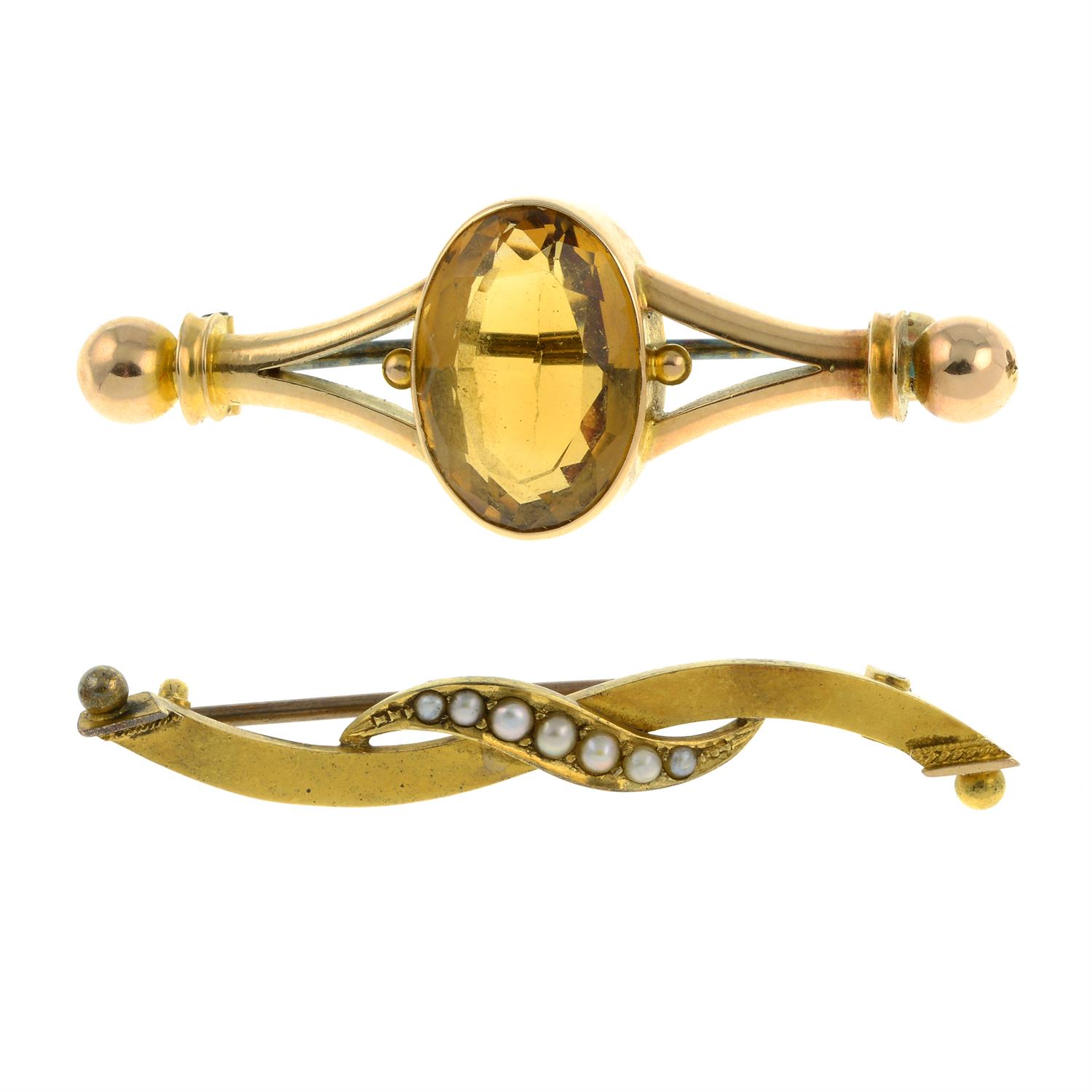 Two early 20th century gold brooches