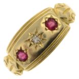 Edwardian 18ct gold diamond & synthetic ruby ring