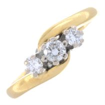 18ct gold diamond three-stone ring