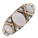 9ct gold opal & gem-set ring