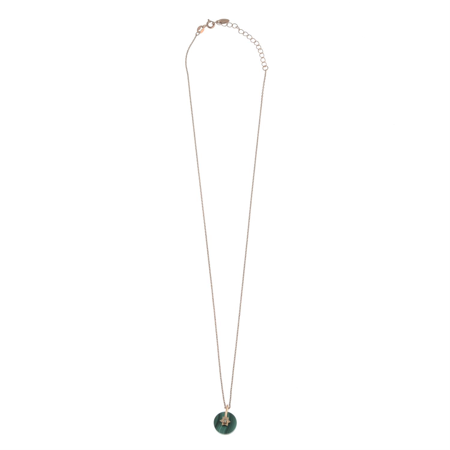 Malachite & diamond necklace - Image 2 of 2