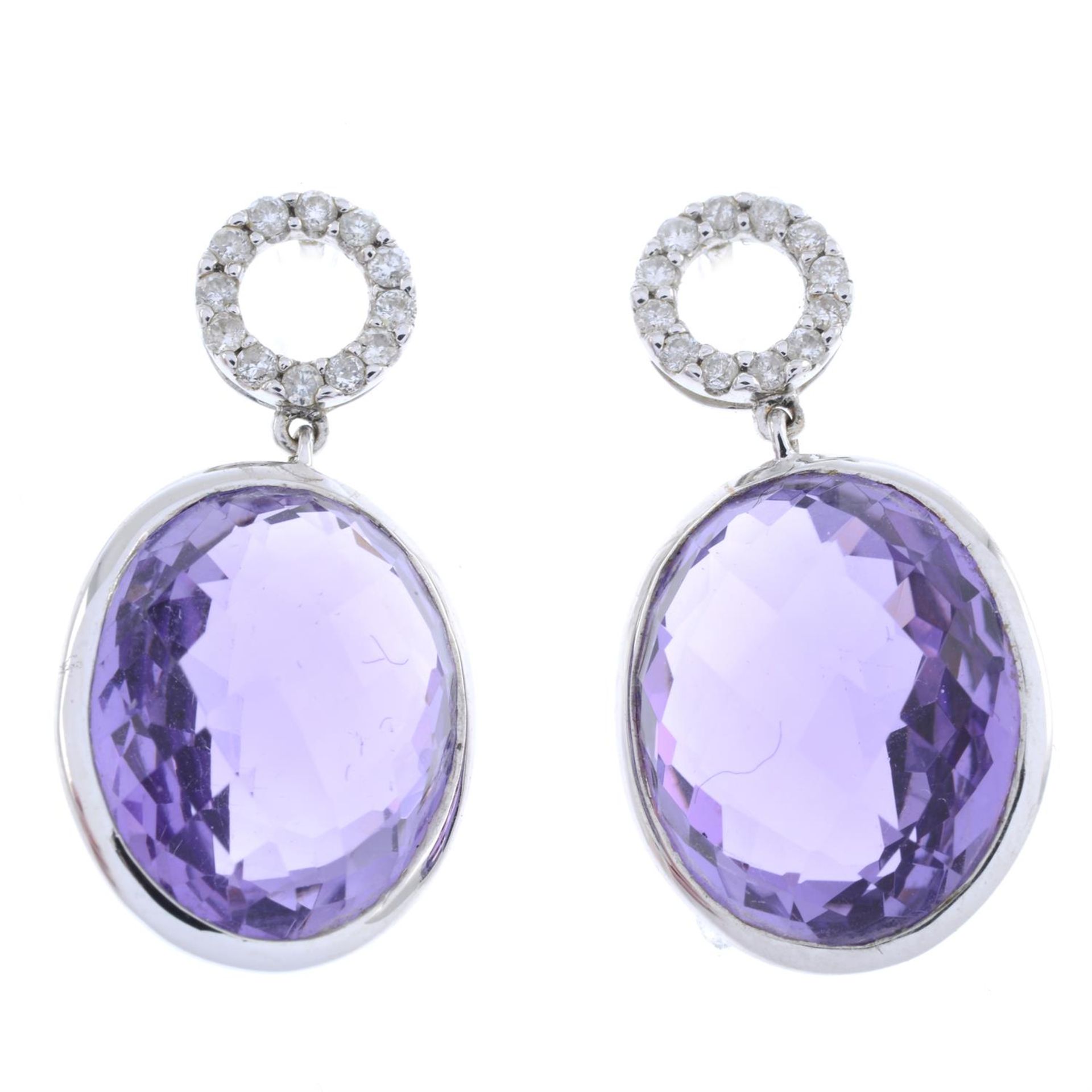 Amethyst & diamond drop earrings