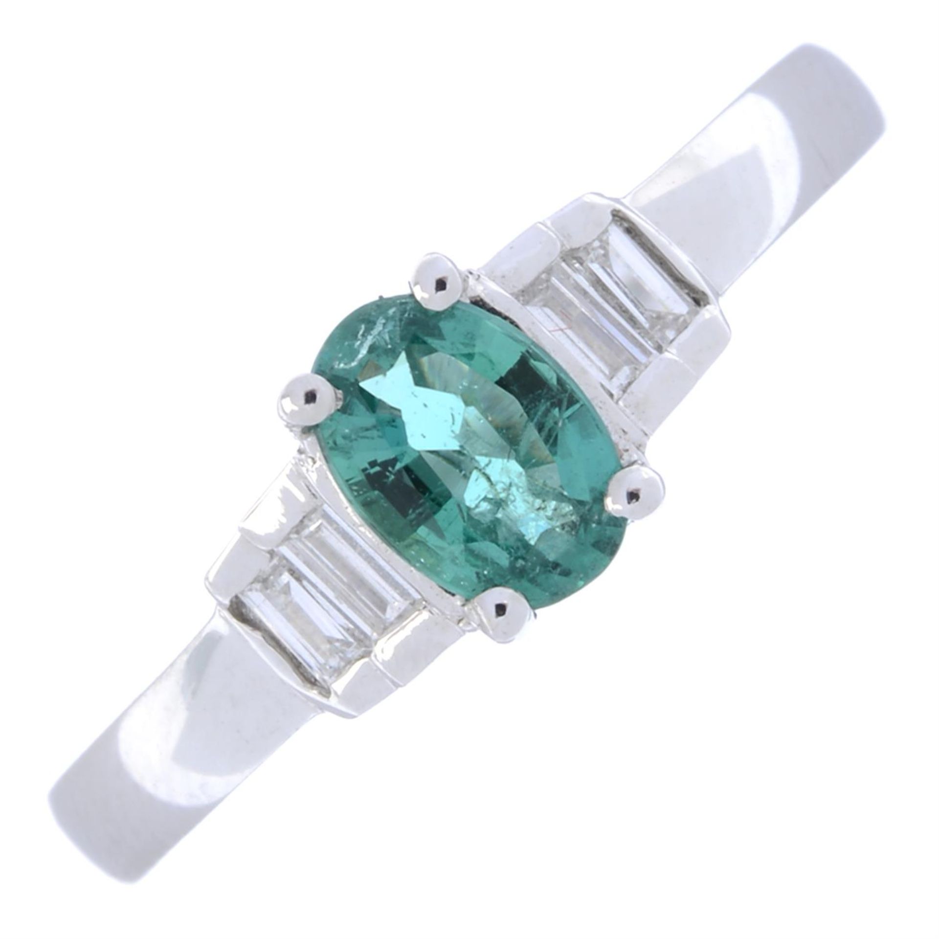 18ct gold emerald & diamond ring