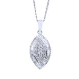 9ct gold vari-cut diamond pendant, with chain