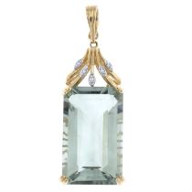 9ct gold diamond & prasiolite pendant