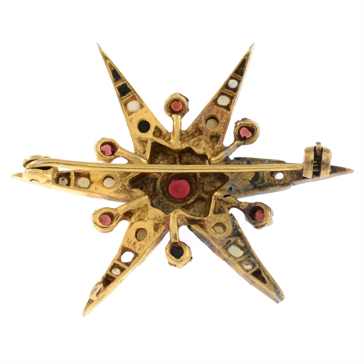 Garnet & split pearl starburst brooch - Image 2 of 2