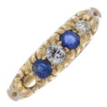 Early 20th 18ct gold sapphire & diamond ring