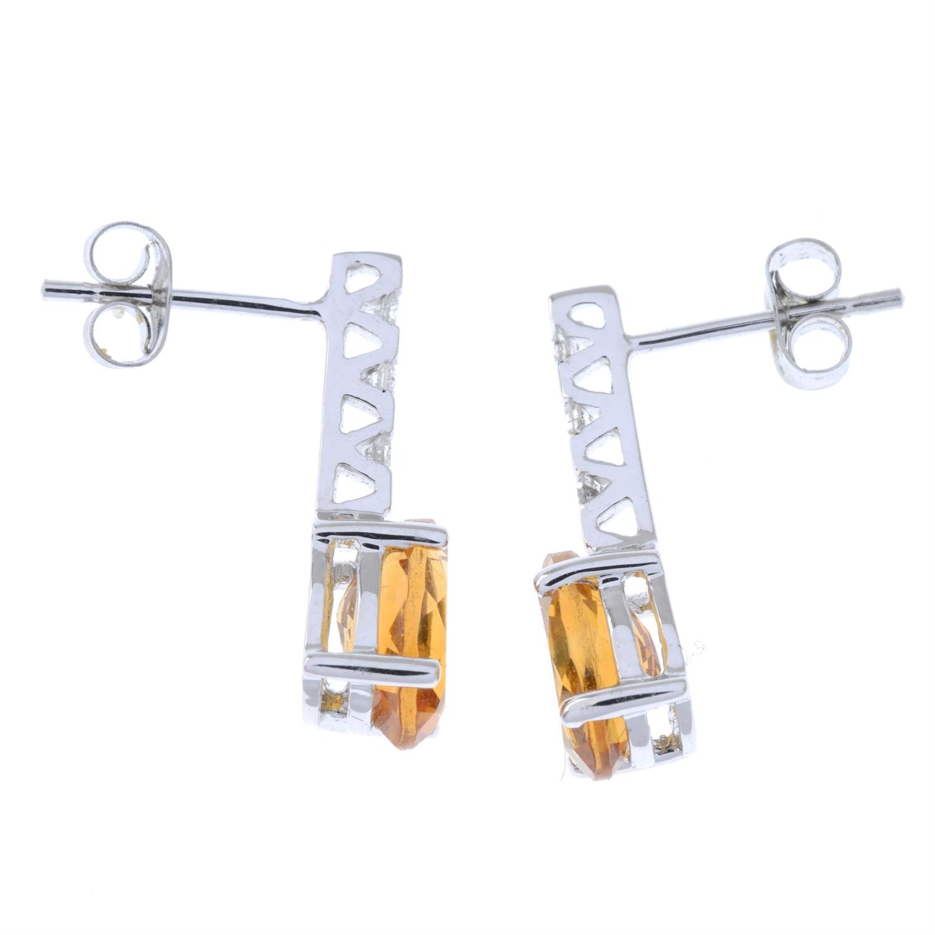 Citrine & diamond earrings - Image 2 of 2