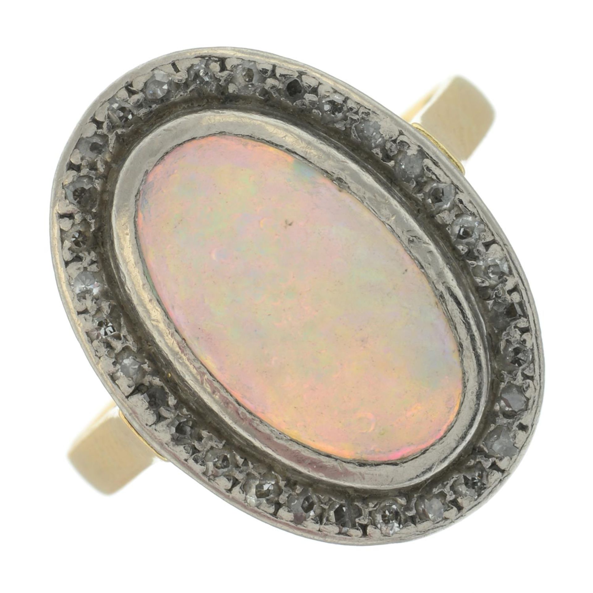 Opal & diamond cluster ring