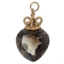 9ct gold smoky quartz crown pendant