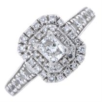 Platinum vari-cut diamond cluster ring