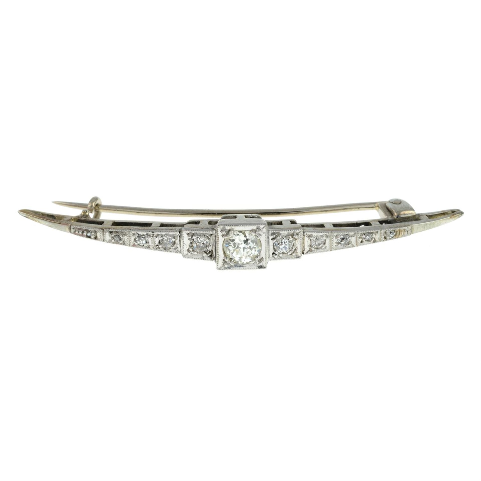 Early 20th century gold diamond brooch.