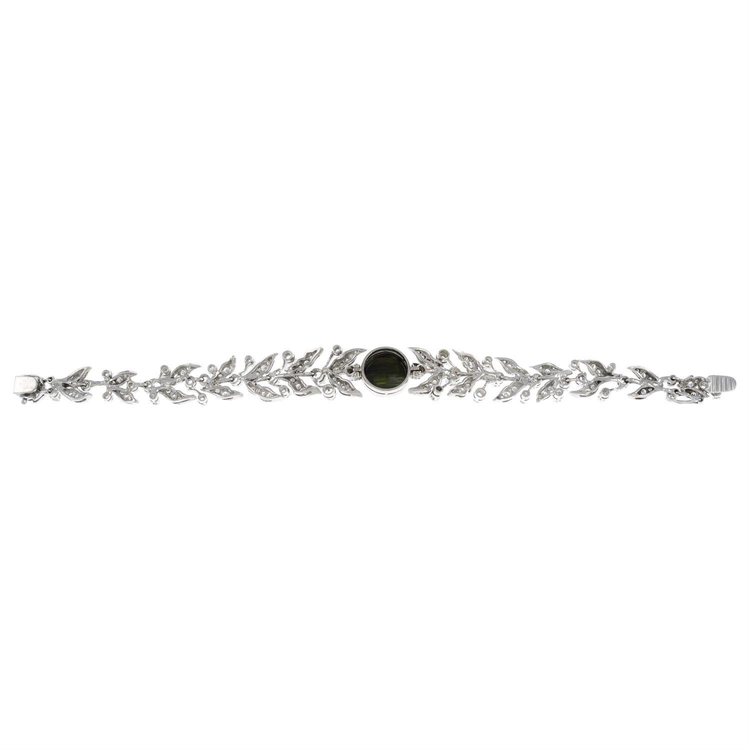 Cat's-eye tourmaline & diamond foliate bracelet - Image 2 of 3