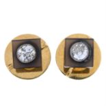 Two early 20th century diamond dress studs