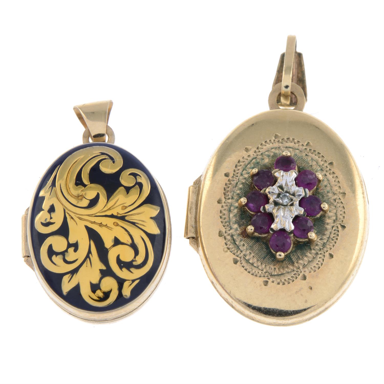 Two 9ct gold lockets