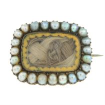 Georgian split pearl & hair brooch.