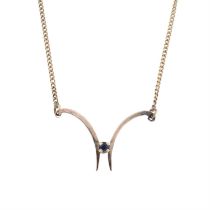 Sapphire accent pendant on a chain