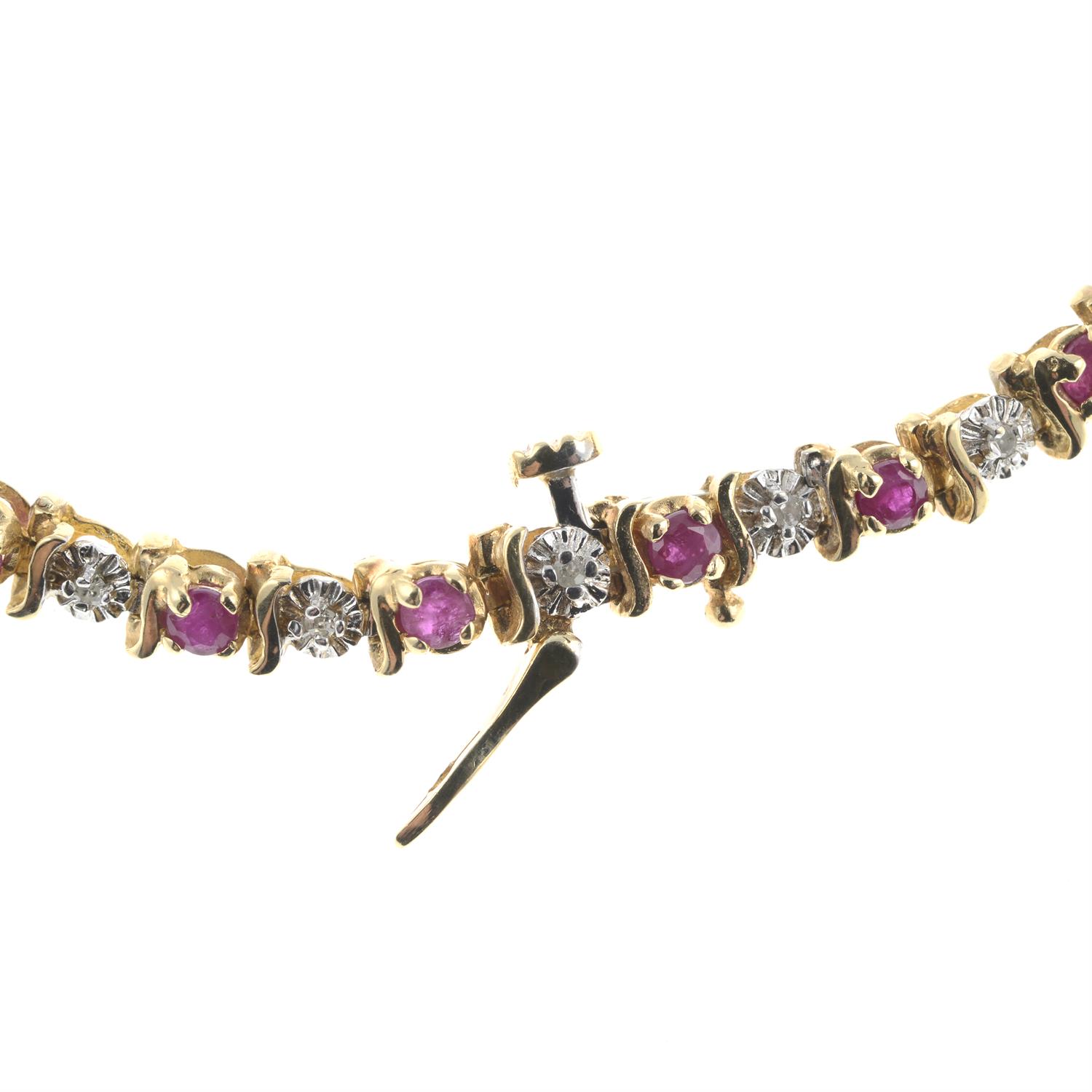 9ct gold ruby & diamond bracelet - Image 2 of 2
