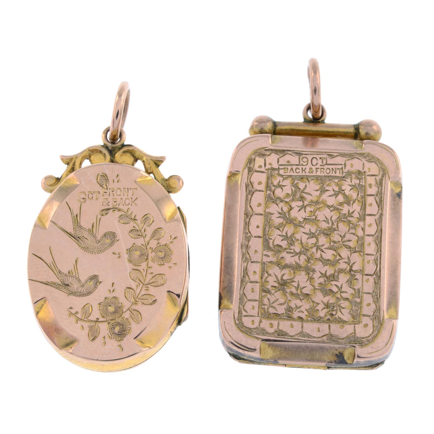 Two early 20th 9ct gold locket pendants - Image 2 of 2