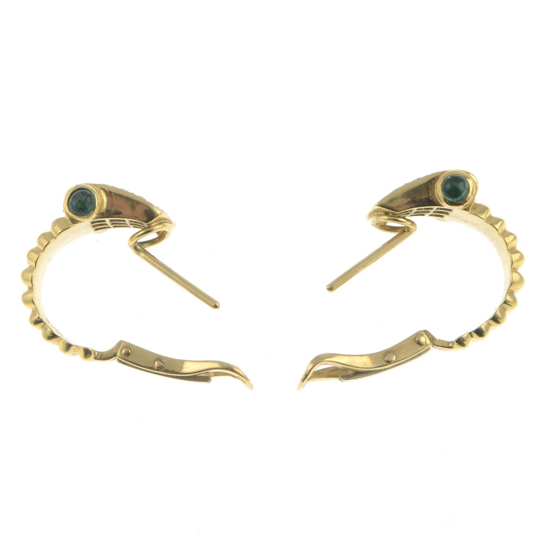 18ct gold diamond & emerald earrings - Image 3 of 3