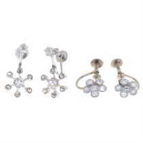 Two pairs of diamond earrings
