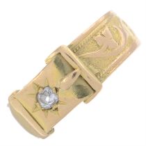 15ct gold diamond accent buckle ring