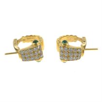 18ct gold diamond & emerald earrings