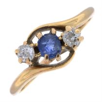 Early 20th 18ct gold sapphire & diamond ring