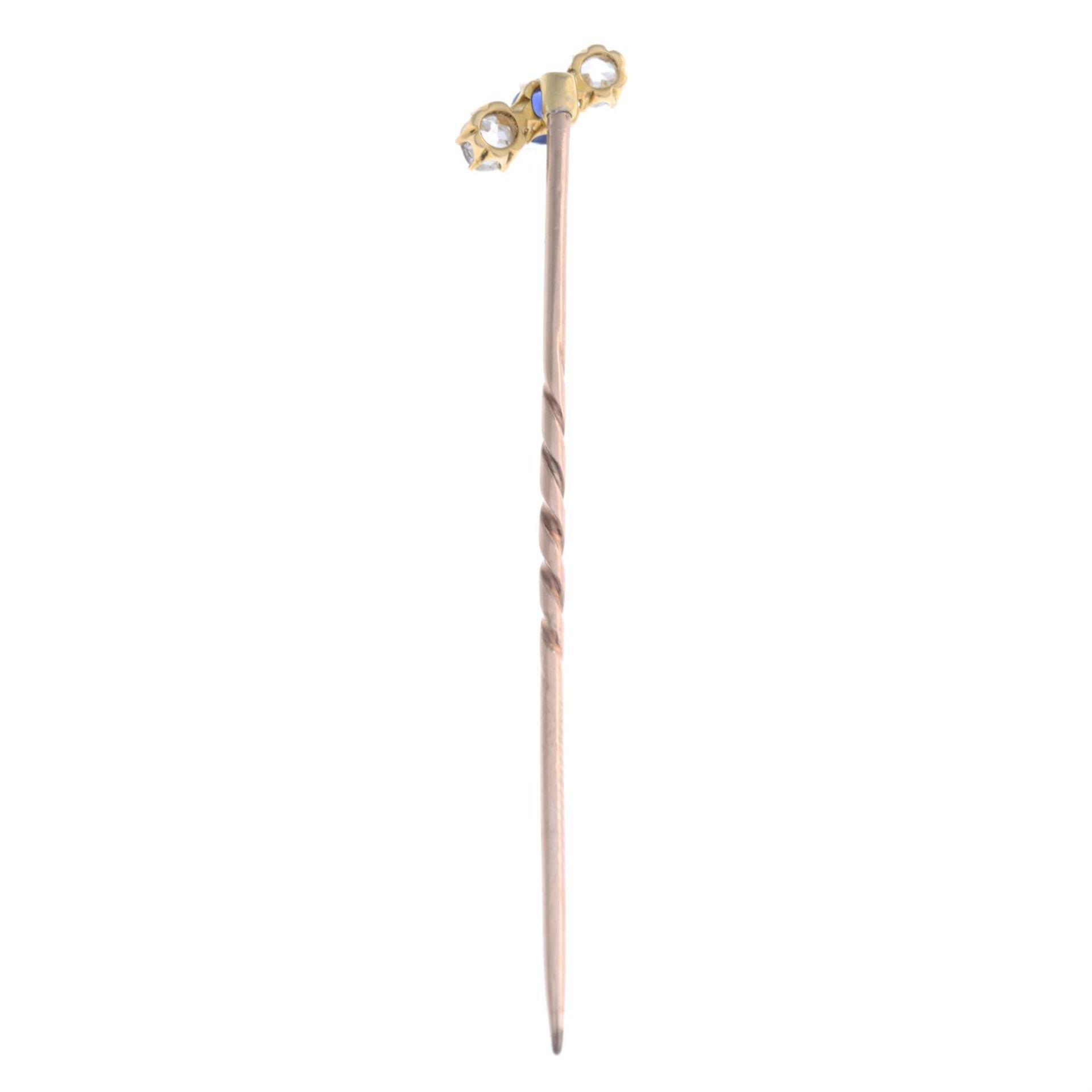 Sapphire & diamond three-stone stickpin - Image 3 of 3