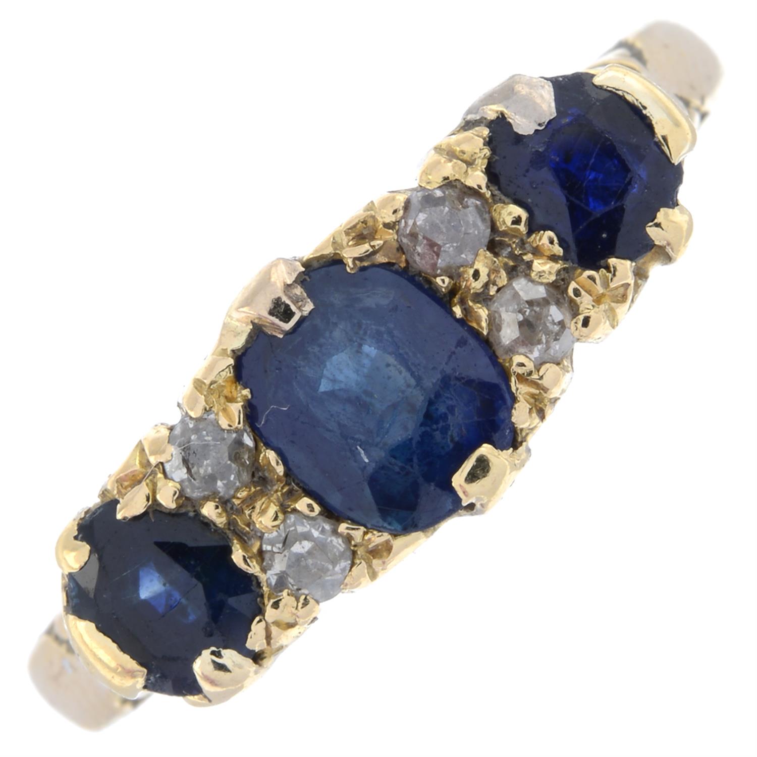 Edwardian 18ct gold sapphire & diamond dress ring