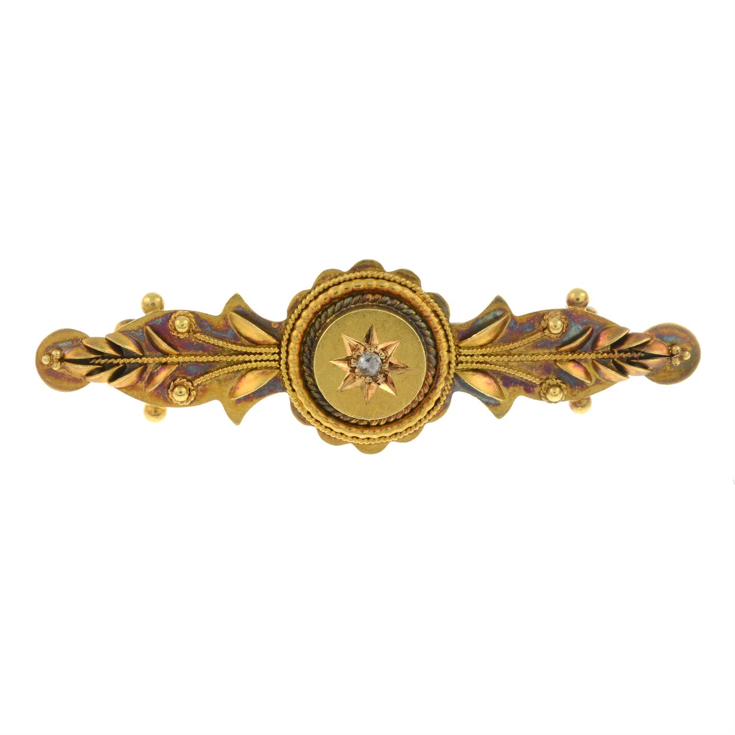 Late 19th century 15ct gold diamond brooch