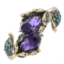 9ct gold amethyst & emerald dress ring