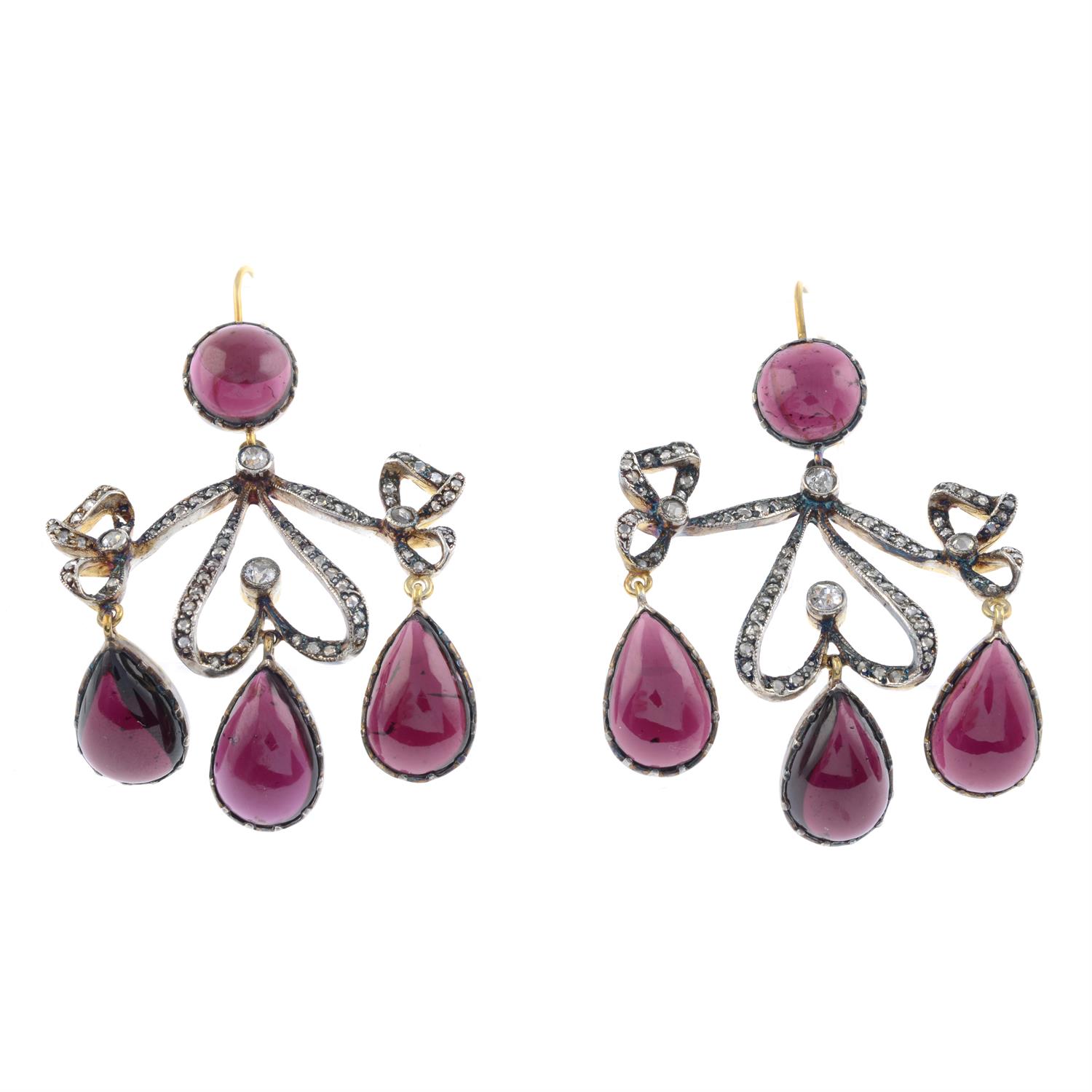 Garnet & diamond earrings